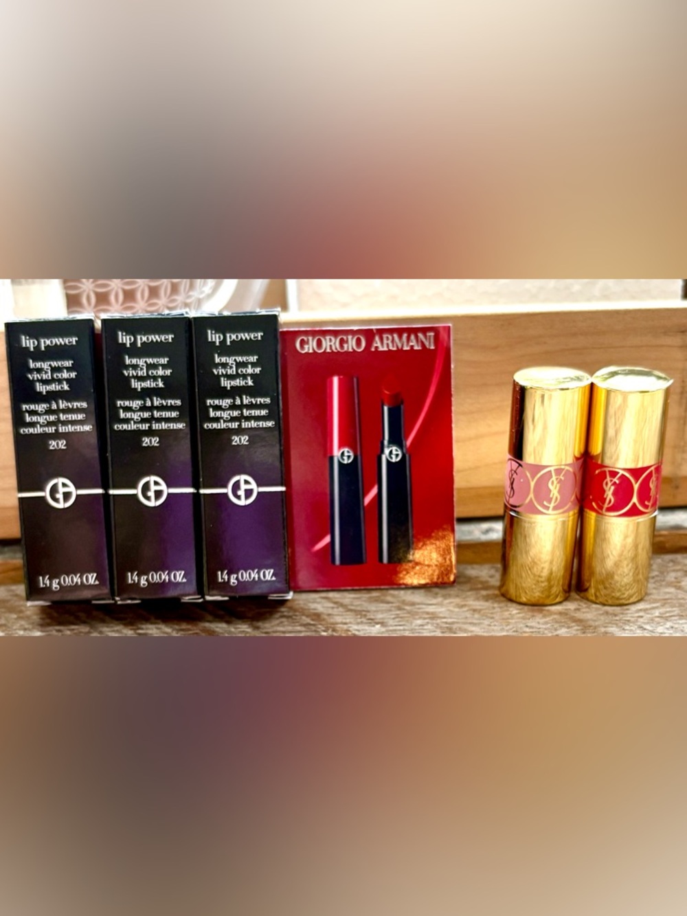 $15 Travel Lux - Giorgio Armani Lip Power Grazia and YSL Tubes - Red or Mauve